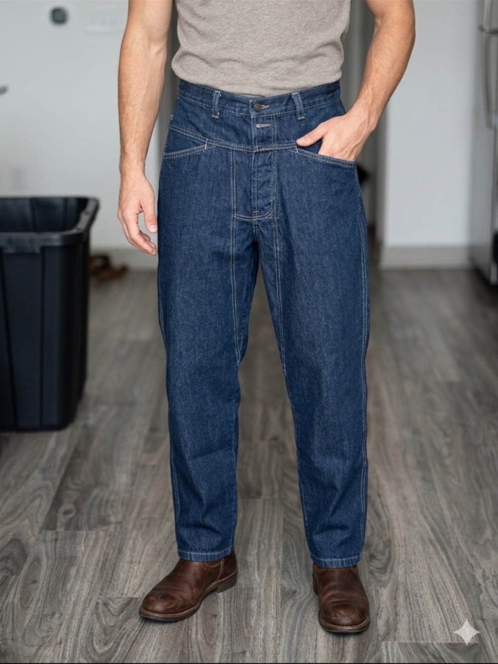 Marithe Francois Girbaud Men's Relaxed Dark Blue Denim Jeans